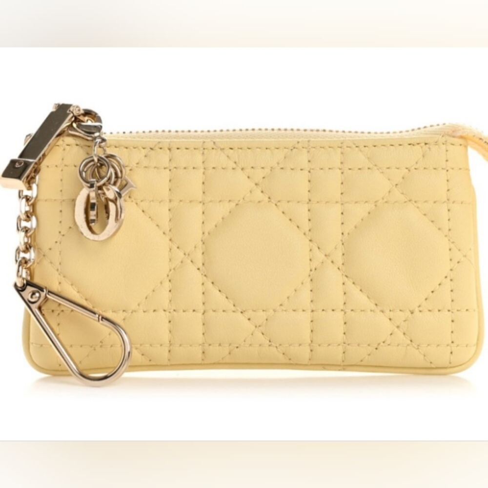 Christian Dior Lambskin Cannage Lady Dior Small Card/ Coin Holder